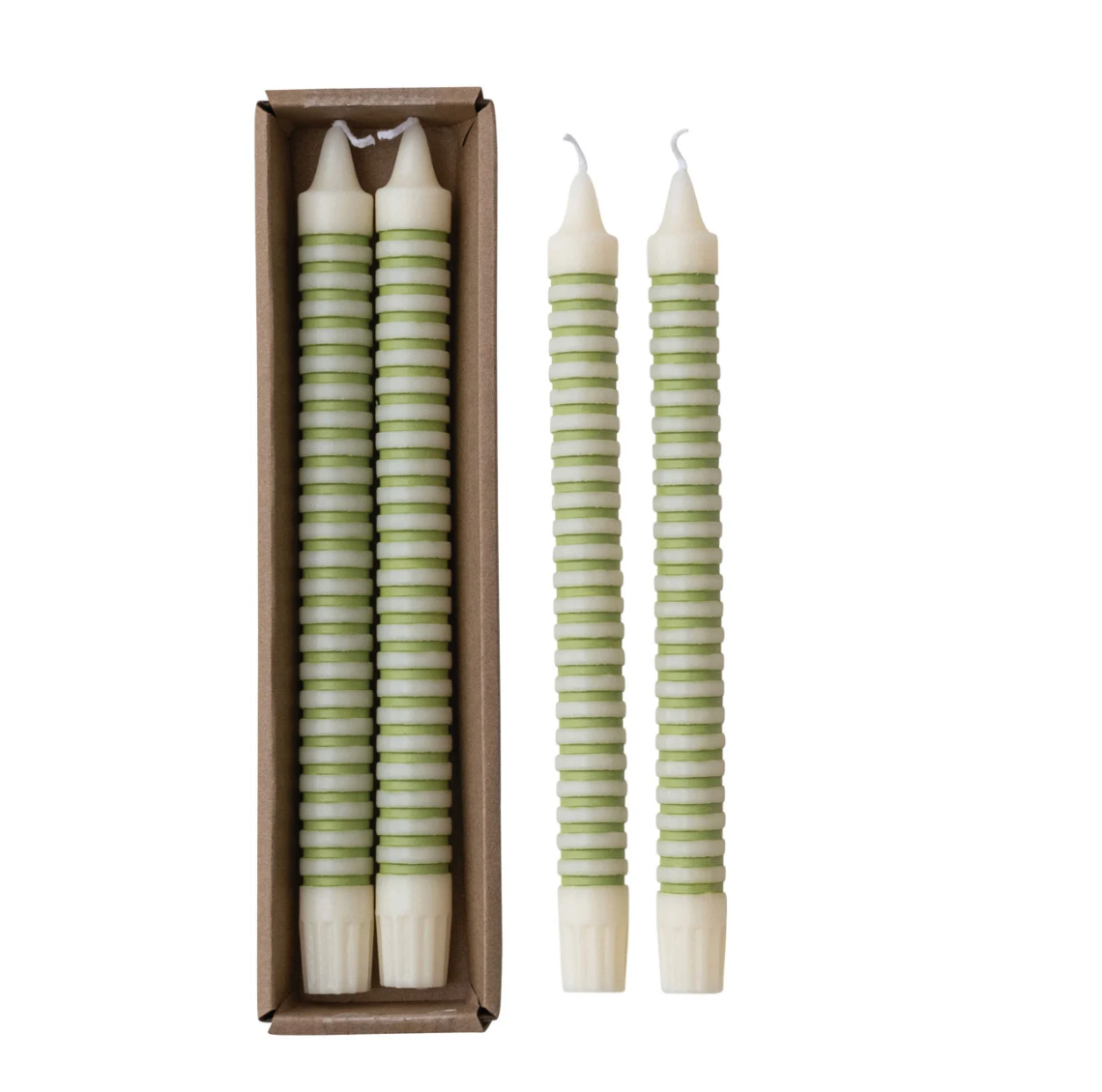 10" STRIPED TAPER CANDLES IN BOX