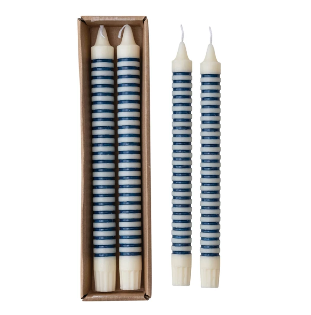 10" STRIPED TAPER CANDLES IN BOX